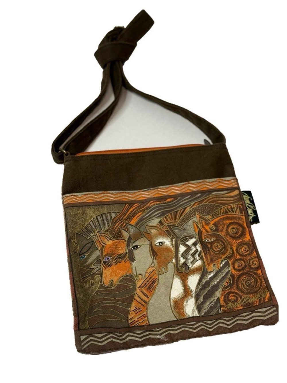 Vintage Laurel Burch Horse Crossbody Bag Woven Canvas Boho